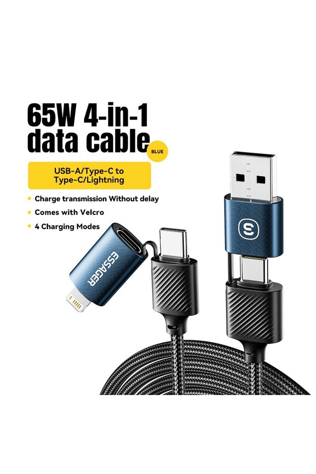 0.3m Blue 2 In 2 USB Fast Charging Cable For Samsung Xiaomi Huawei Apple Mobile Phon