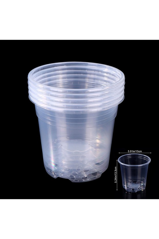 E-6Inches 5 Pieces 6 Sizes 3/3.5/4/5/6/7 Inches Greenhouse Transparent Plastic Flowerpot Drainage Ho