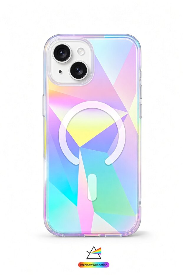 iPhone 14 Compatible Prismedge Magsafe Transparent Case – Laser Optical Rainbow Reflective Transparent
