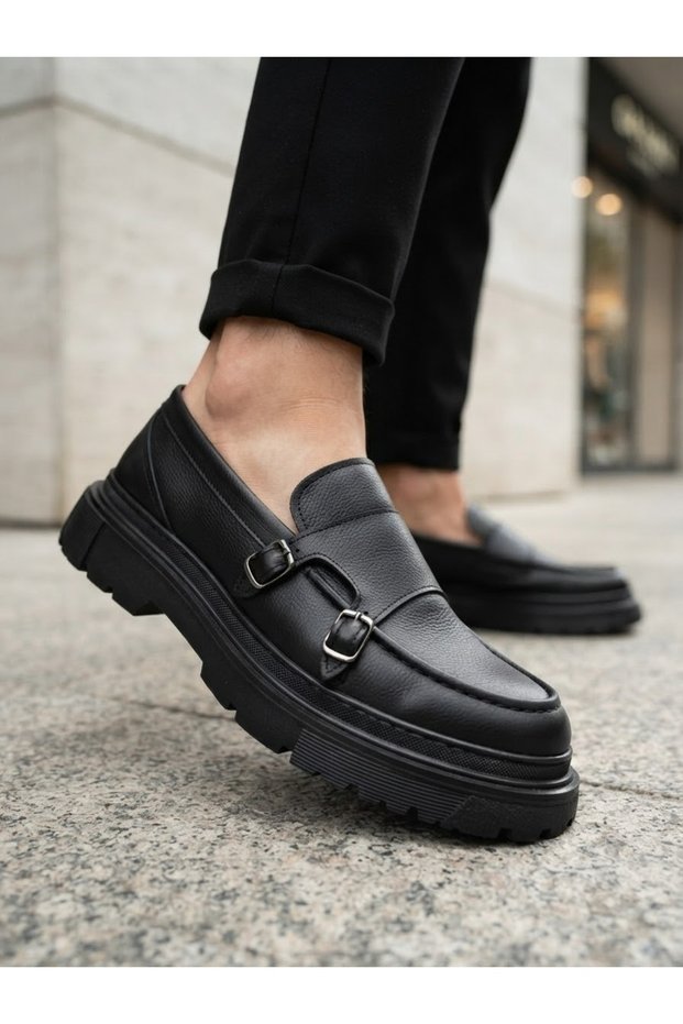 Ba0242 Classic High Black Sole Men's Shoes with Buckle