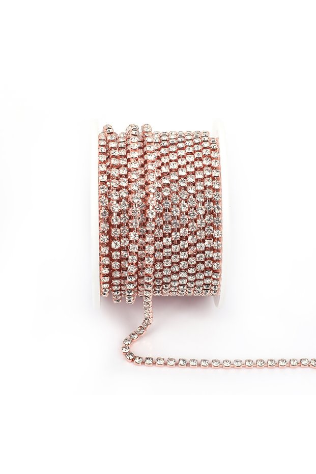 SS6 10Yards KC Gold Clear Stone SS6 SS8 SS12 Sewing Red Glass Rhinestone Chain Trim Strass Cup Chain