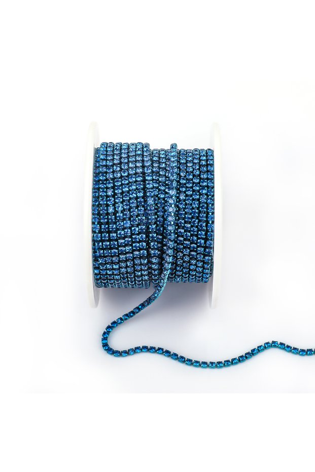 SS6 10Yards Blue Zircon SS6 SS8 SS12 Sewing Red Glass Rhinestone Chain Trim Strass Cup Chain Crystal