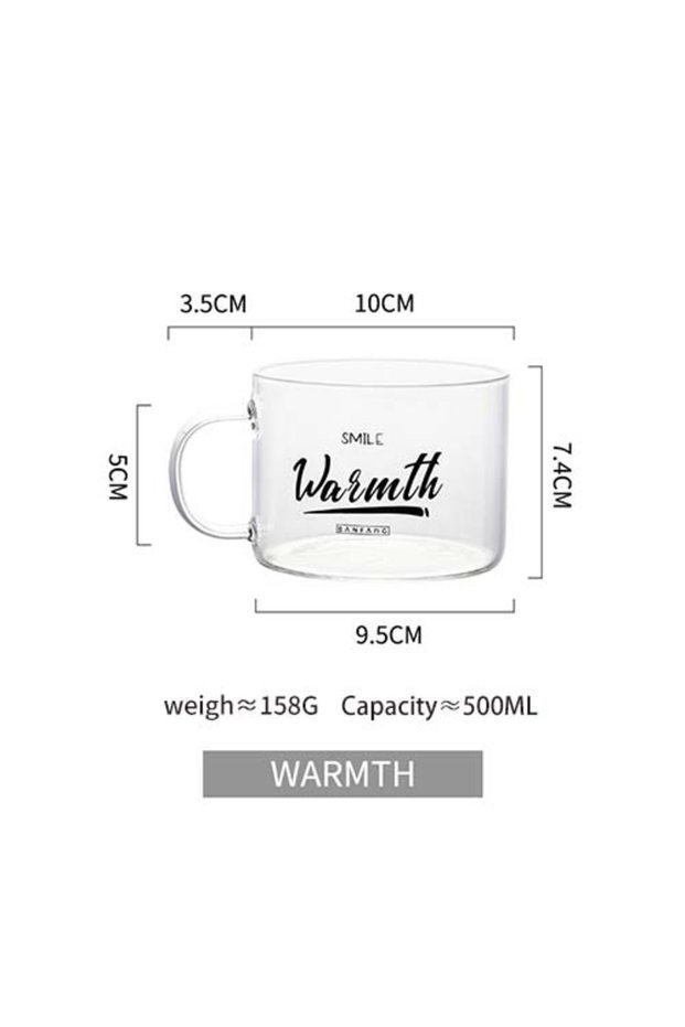 401-500ml 02-W KEMORELA Creative Alphabet Glass Large Juice Cup with Handle Office Tea Cup Dessert C