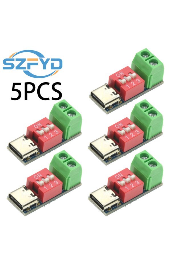 5PCS 1-20pcs PD Fast Charging Test Board 5-20V Adjustable PD Trigger Module USB Type-C 100W Power Su