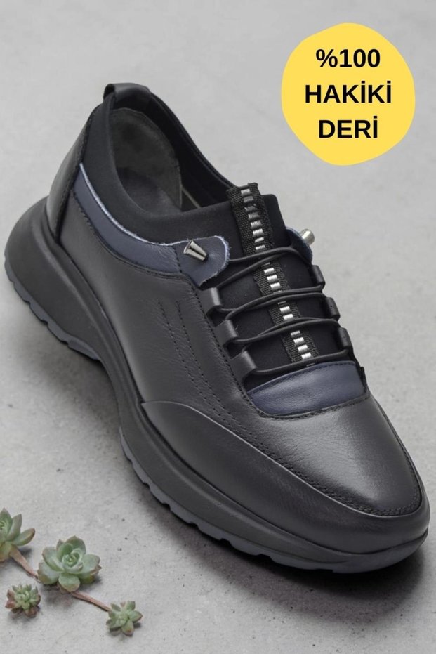 71654 Orthopedic Insole Leather Men's Shoes with Rubber Laces Casual Men's Shoes