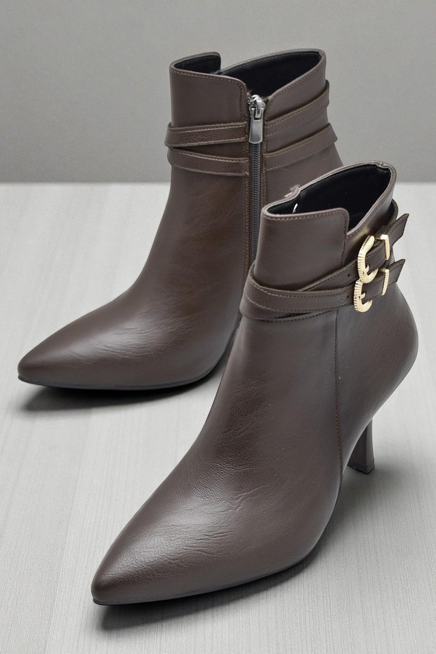 569F Daily Zippered Women's Heeled Boots Shoes Thin Heel Classic Heeled Women's Boots