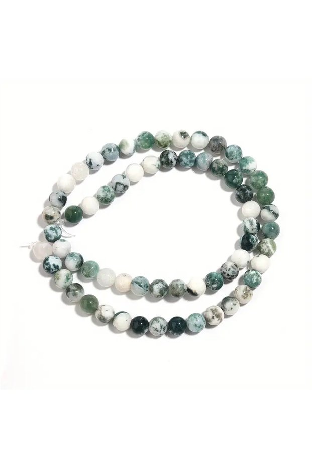 6m Tree agate Natural Stone Moss Tree Agates Round Beads For Jewelry Making Strand 15" DIY Bracelet