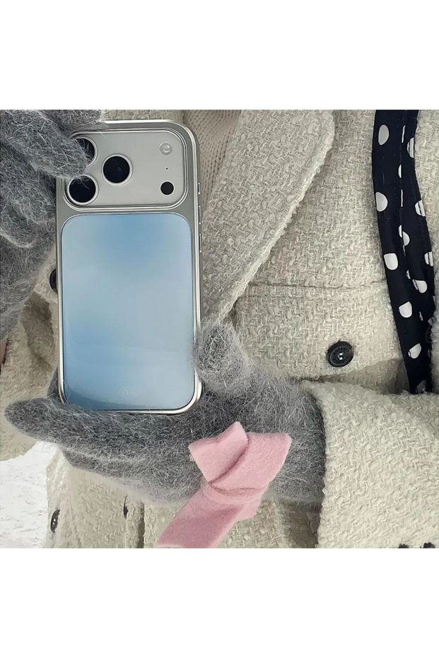 iPhone17 Pro only Case A Korean Winter Gentle Blue Solid Color Simple Grid Pattern Phone Case For iP