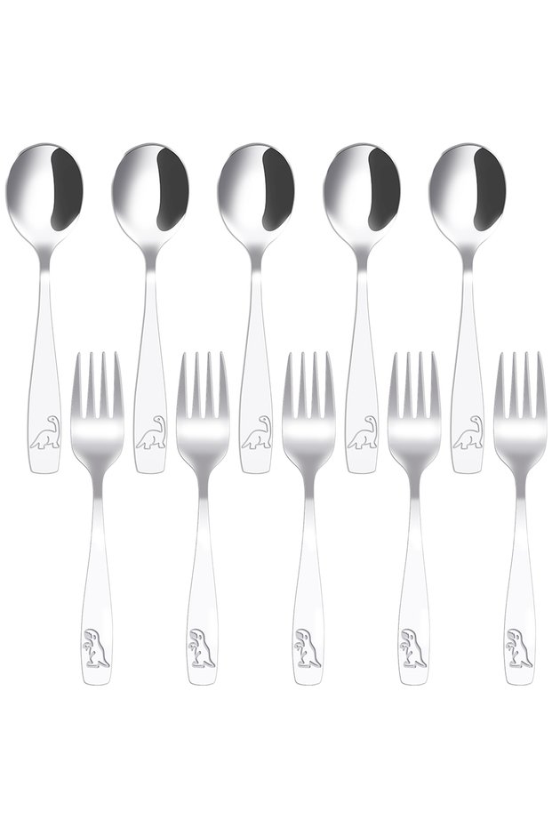 10PCS 10/20Pcs Toddler Silverware Set Stainless Steel Kids Utensil Set Including Spoon and Fork Chil