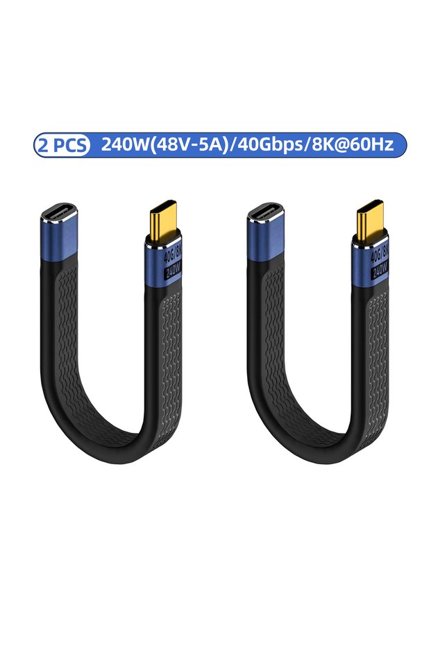 2x 240W-CG-CM-13cm USB4 Type-C Short Cable 40Gbps 240W PD Fast Charging Thunderbolt 4/3 Compatible F