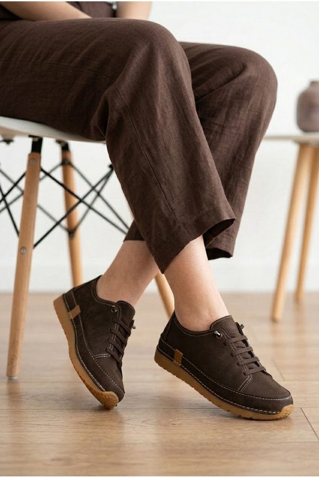 Women's Suede Rubber Laced Flat Sole Casual Shoes Comfortable Moccasin Sneaker Lightweight Walking Shoes
