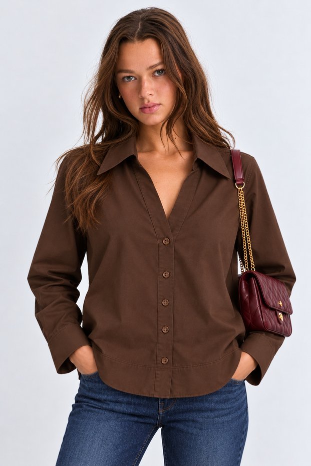 Comfortable Fit Women's Shirt with Back Pleat Detail |   Mkw1611591-1