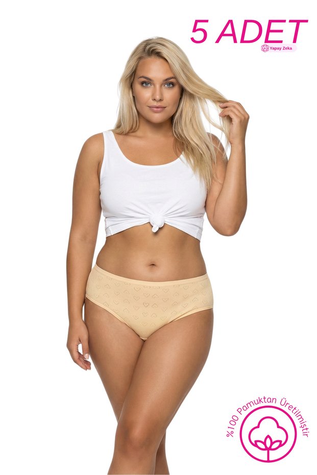PRIVATE PINK 5-Piece Soft-Textured 100% Cotton Bato Briefs - Heart Patterned, Non-Sweating & Skin-Friendly Set