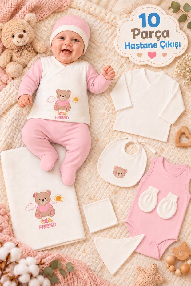 10 Piece Newborn Hospital Discharge Set 100% Cotton Special Boxed Baby Set –