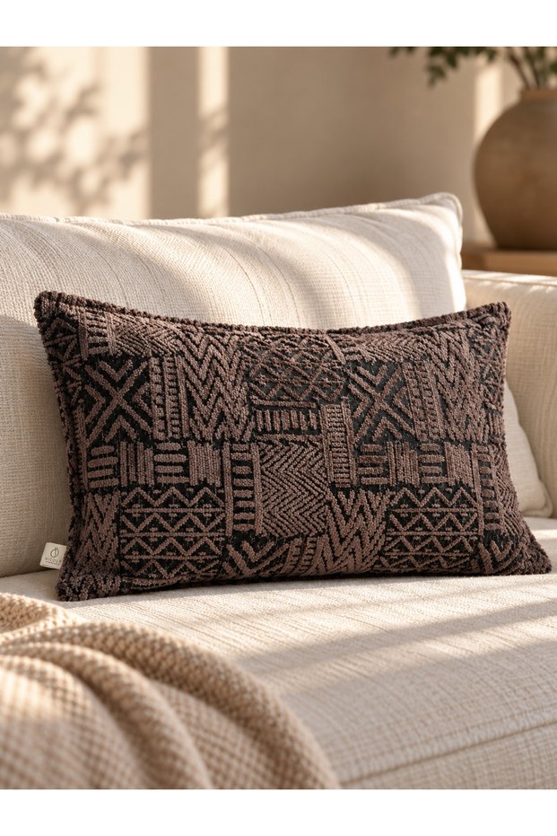 Nordic Dusty Coffee Rectangular Throw Pillow Cover (30X50)