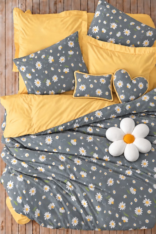 Elastic Sheet Duvet Cover Set Double Size Honey Gray