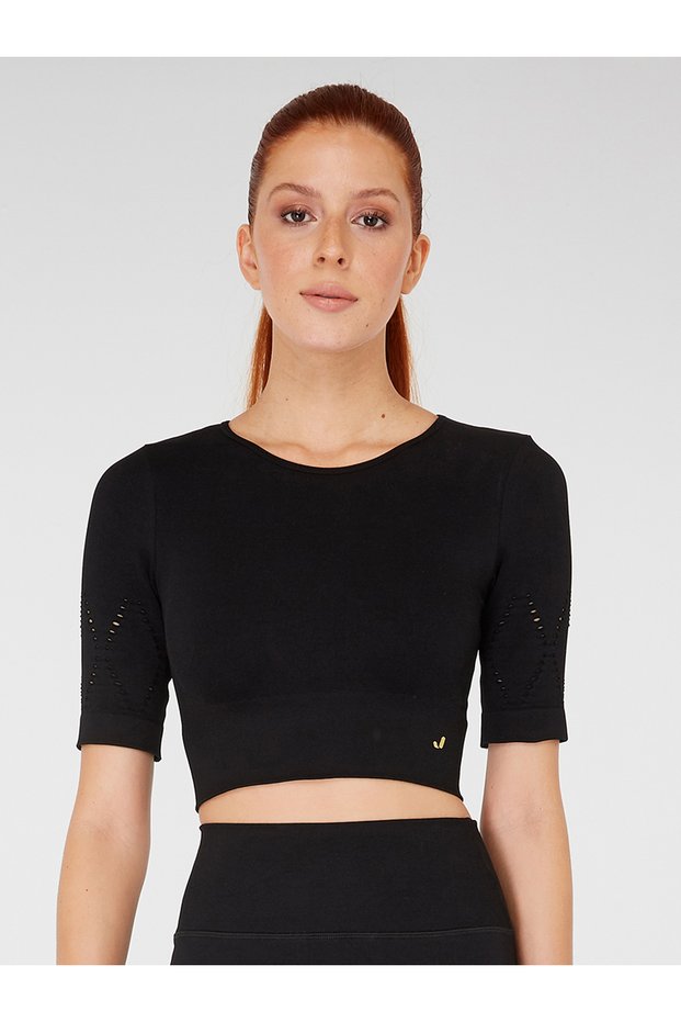 Naples Short Sleeve Crop Top Econyl Black