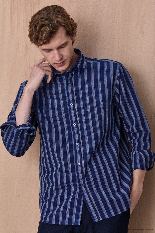 Esrum Navy Blue 100% Cotton Shirt
