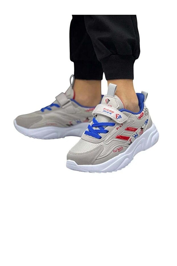 Unisex Light Gray Children's School Casual Sneaker Shoes — Light-Gray