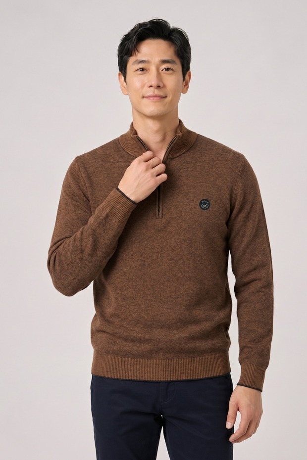 Clifden Yellow 100% Cotton Short Zipper Sweater