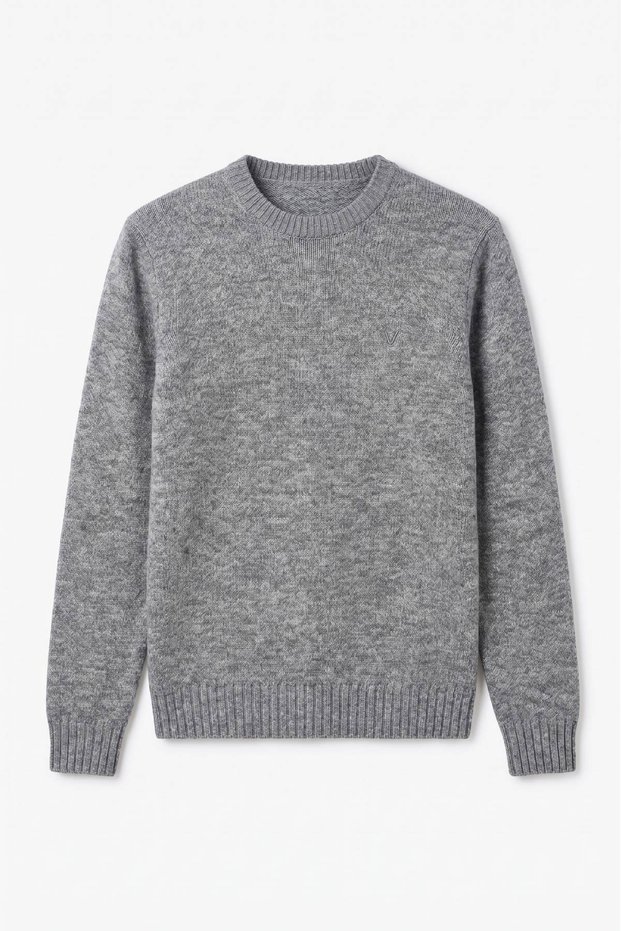 Fanne Gray Cotton Crew Neck Sweater
