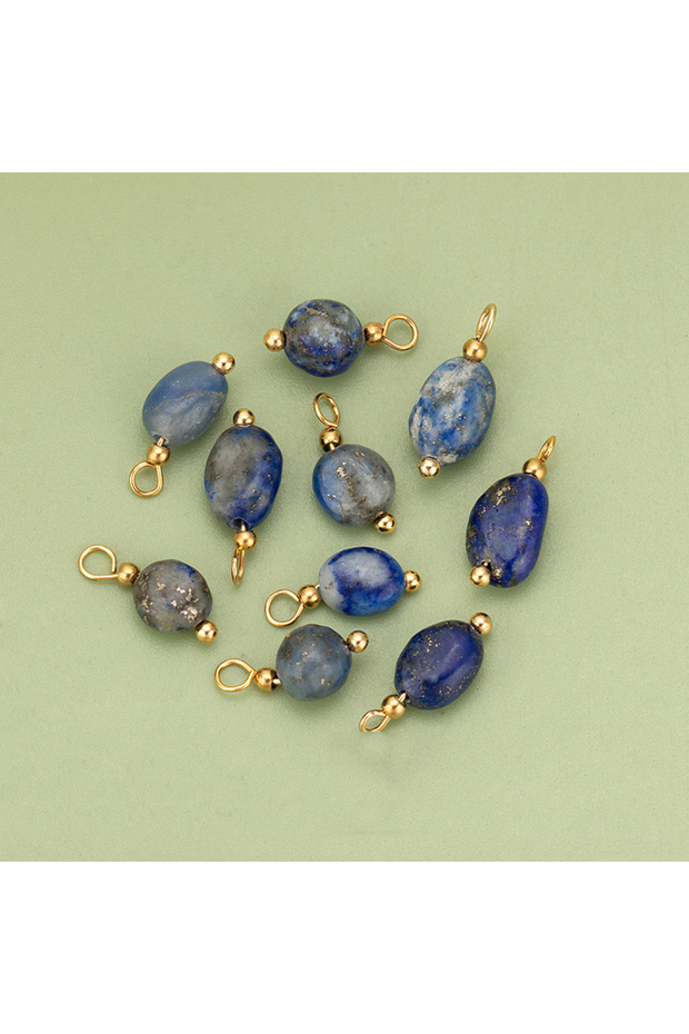 Lapis Lazuli 10pcs High Quality Handmade Golden Plated Natural Stones Charms Pendants Diy Jewelry Ac