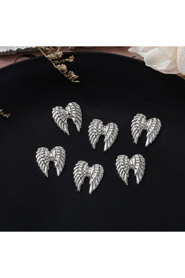 2 20pcs Angel Wings Metal Nail Art Charms Gold Silver Wings Nail Decoration for Manicure DIY 3d Rhin