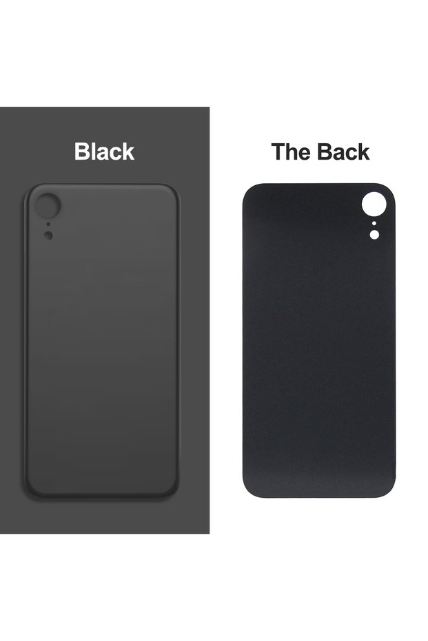 Black For iPhone XR Rear Glass Back Cover Replacement Housing Battery Case Compatible with iPhone XR