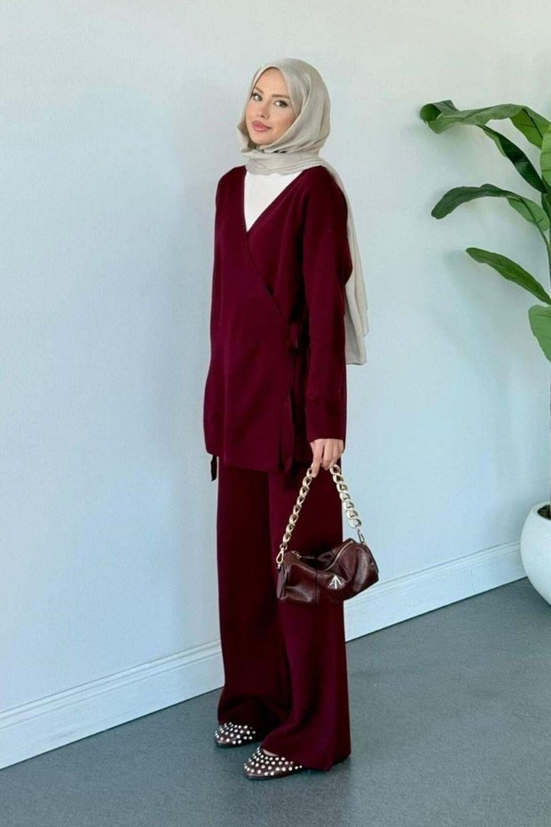 Maça String Knitwear Set Burgundy