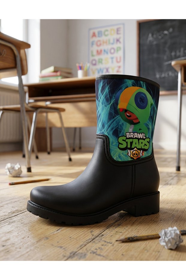 Leon Brawl Stars Printed Waterproof Children's Rain Boots