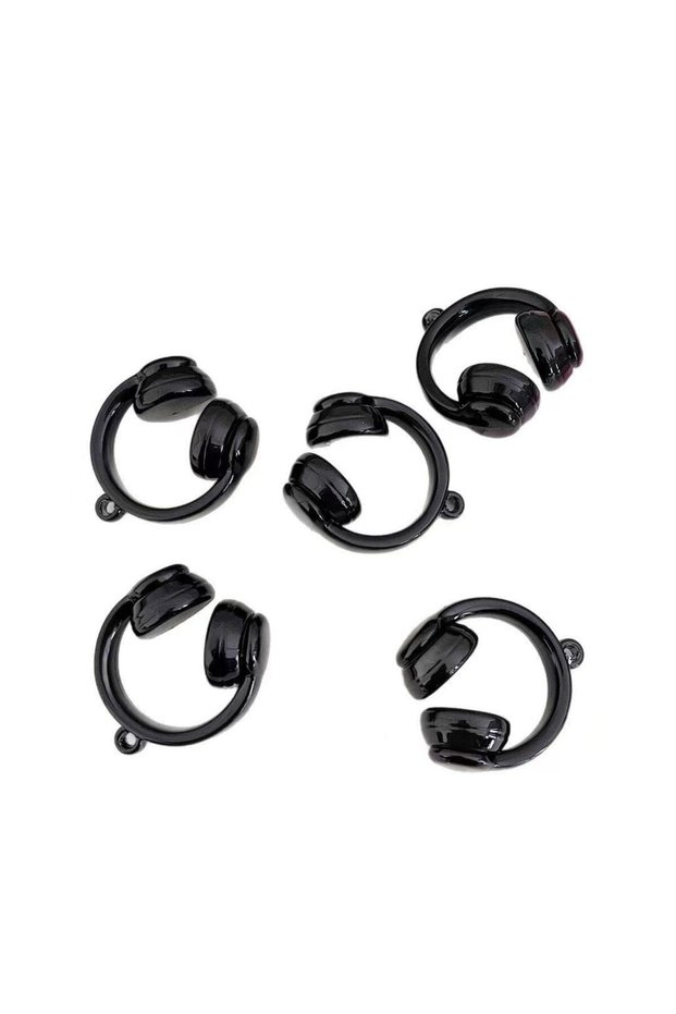 black 5 Pcs Acrylic Creative Headphone Pendant DIY Over-Ear Headphones Accessories Craft Jewelry Mak