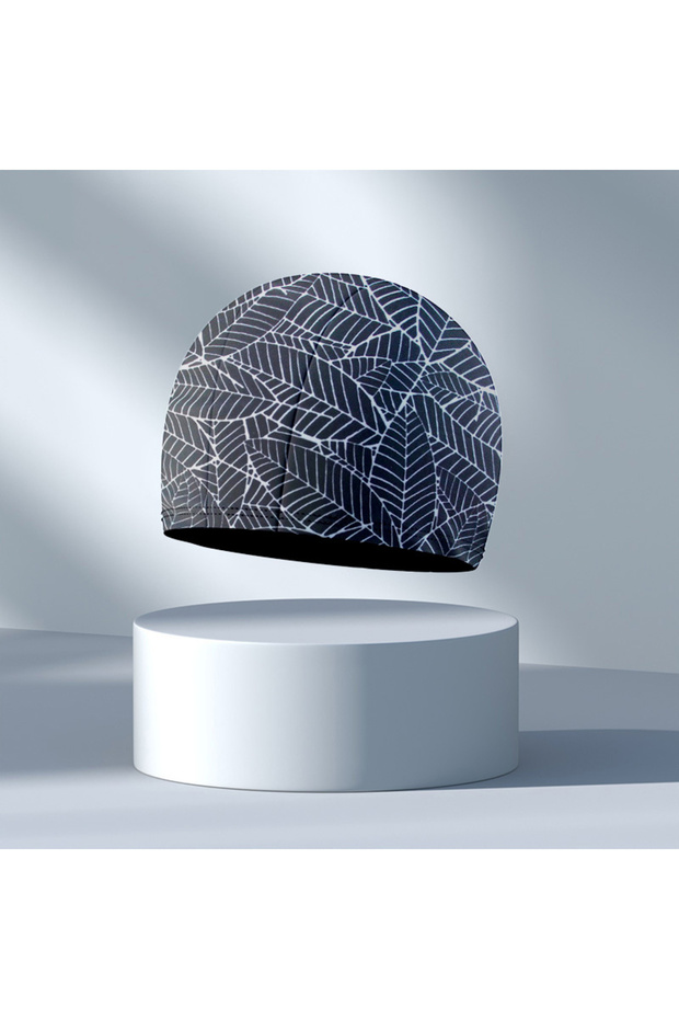 Dark gray one size Waterproof Swimming Cap Protect Ears Long Hair Swim Pool Hat Sports Hat for Men W