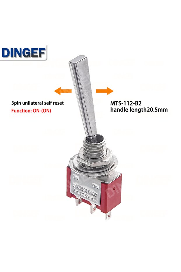 3P ON-ON R 20.5MM 2PCS Flat Handle 6mm Panel Mount Mini Toggle Switch 3/6Pin 2/3 Positions ON OFF ON