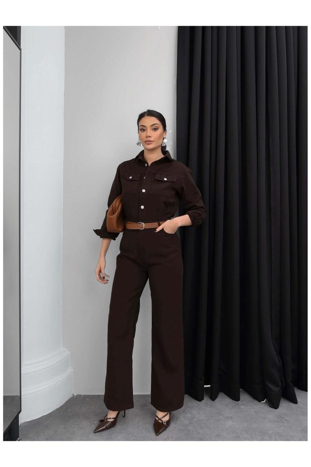 Gabardine Belted Jumpsuit