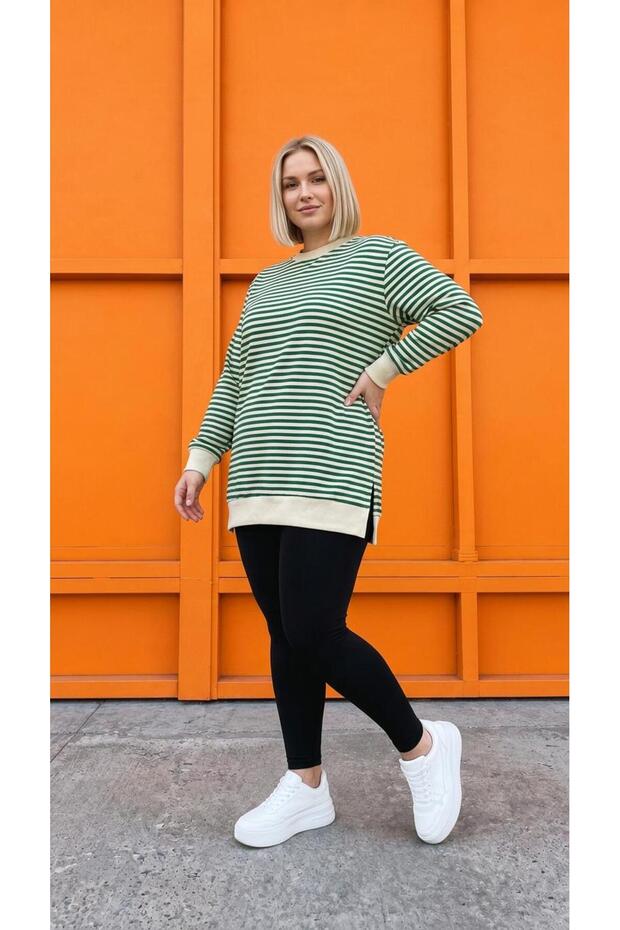 Women's Plus Size Striped Sweatshirt Relaxed Fit