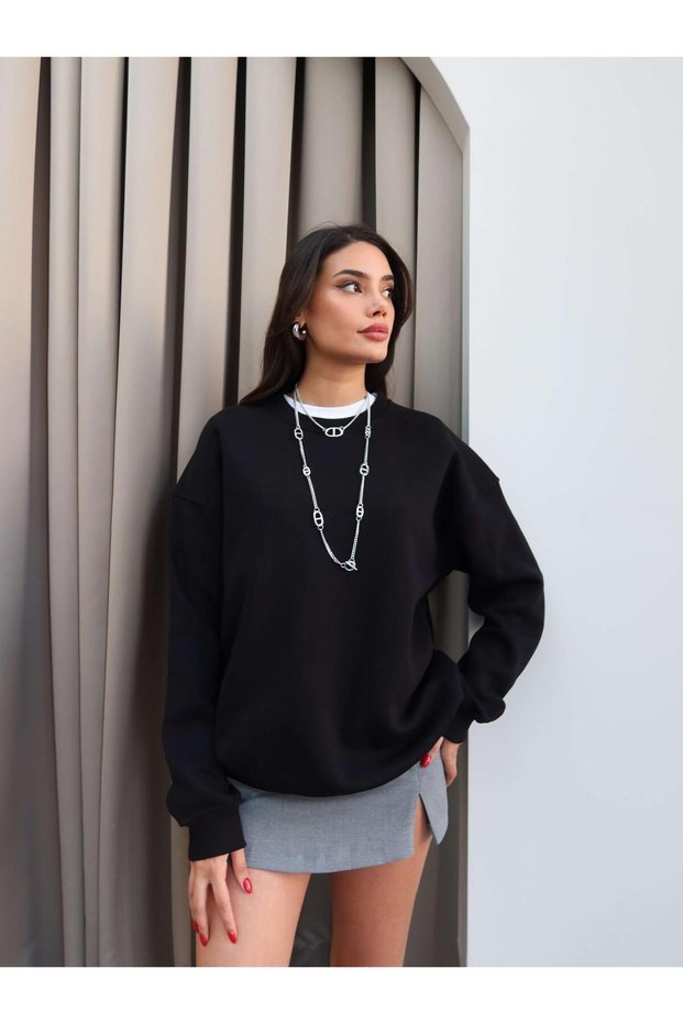 Black Oversize Raised Sweatshirt