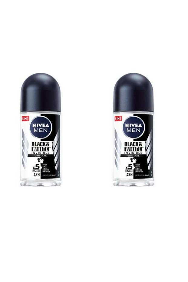 MEN Antiperspirant Roll-on for Men, Black & White Invisible Protection Original, 2x50ml