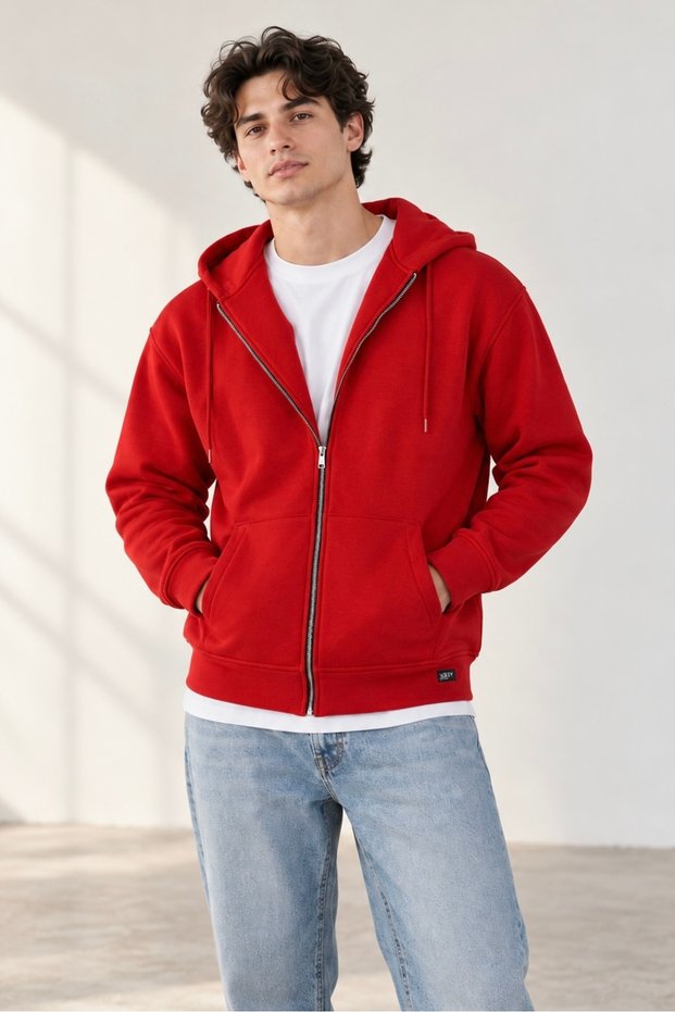 Mbey Oversize Hooded Zippered Sweatshirt Unisex