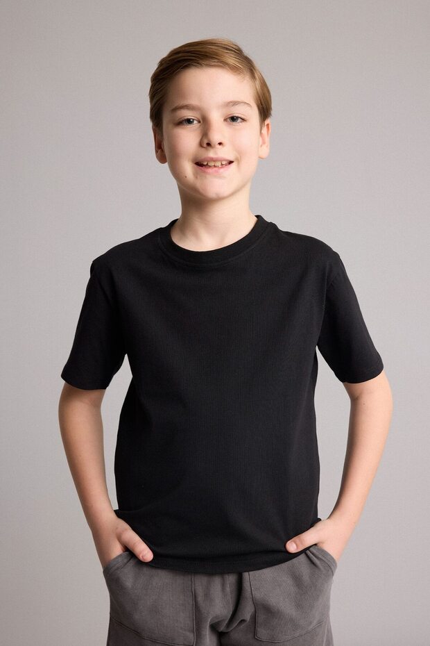 100% Cotton Regular Fit Crew Neck Short Sleeve Basic T-Shirt for Boys K1687A623Sm