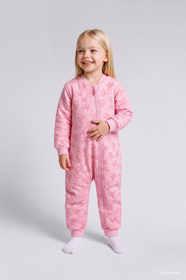 100% Cotton 1.6 Tog Patterned Printed Jumpsuit for Baby Girl I4229A526Wn