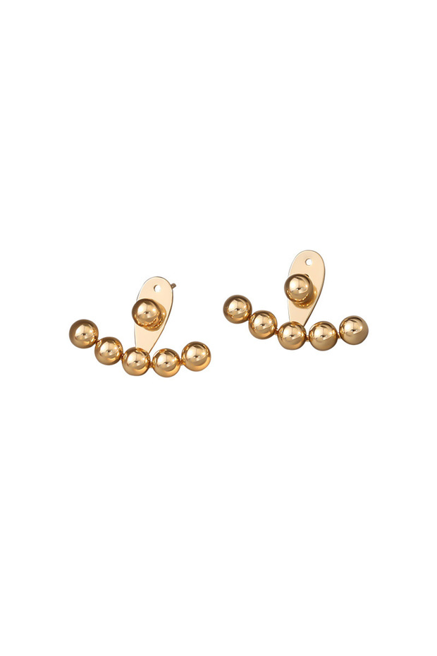 Gold color Stainless Steel Beaded Stud Earrings Waterproof Jewelry High Quality Gold Color Fashion E