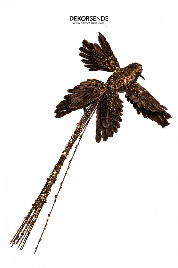 Christmas Tree Ornament Phoenix Bird Clip-On Glitter Bronze 35 cm