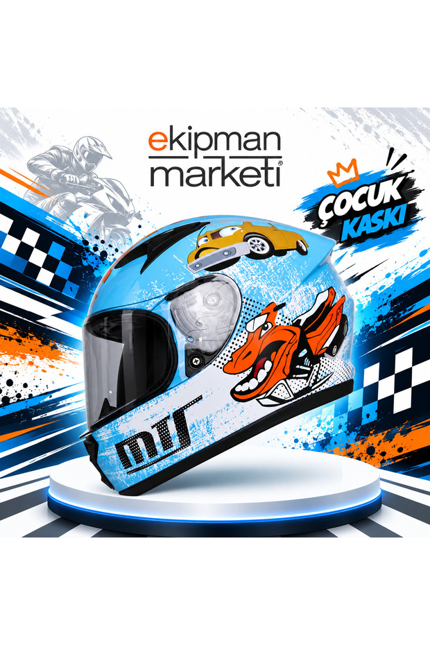 MTS 201 MAVİ ÇOCUK KASKI KAPALI MODEL