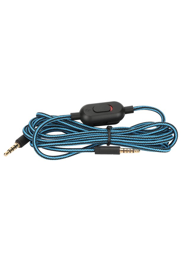 Blue Gaming Headset Cable Woven Earphone Cord with Volume Control and Mute Switch for Logitech G Pro