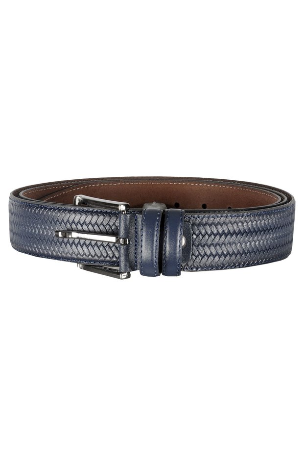 Mode XL Belt 4 cm Knitted Double Leather 4255 Navy Blue