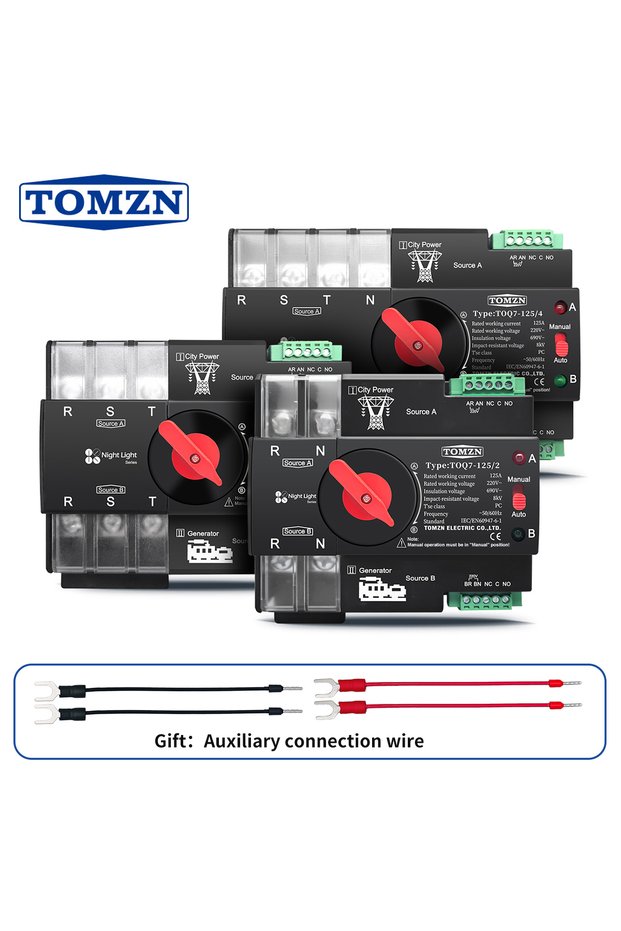 4P L N 220V-230V 100A TOMZN Din Rail 3 Phase 2P3P4P 63A 100A 125A 230V Dual Power Automatic Transfer