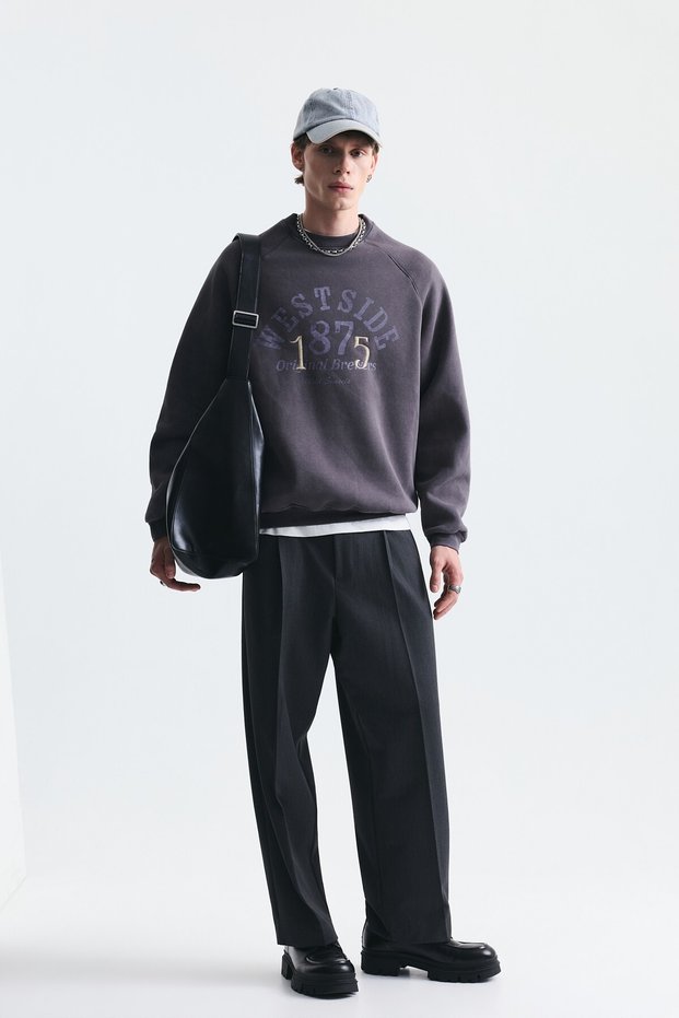 Oversize Printed Crew Neck Sweatshirt
