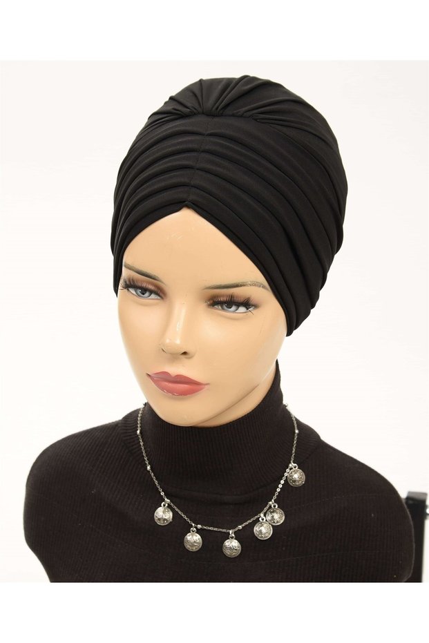 Pleated Bonnet-Black