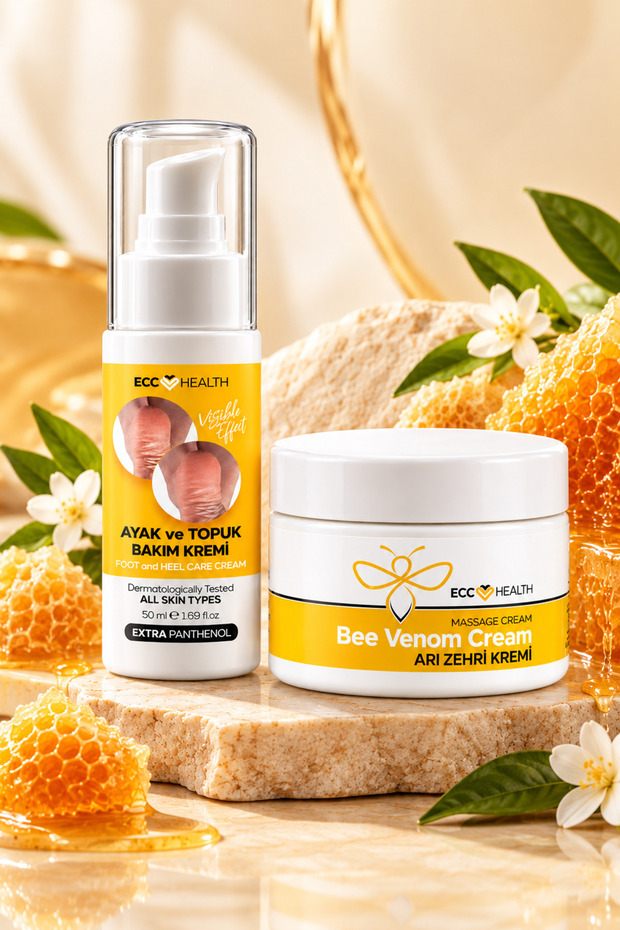 Relaxing Massage Cream with Bee Venom Extract + Intensive Repair Heel Crack Care Cream End-Of-Day Care Set