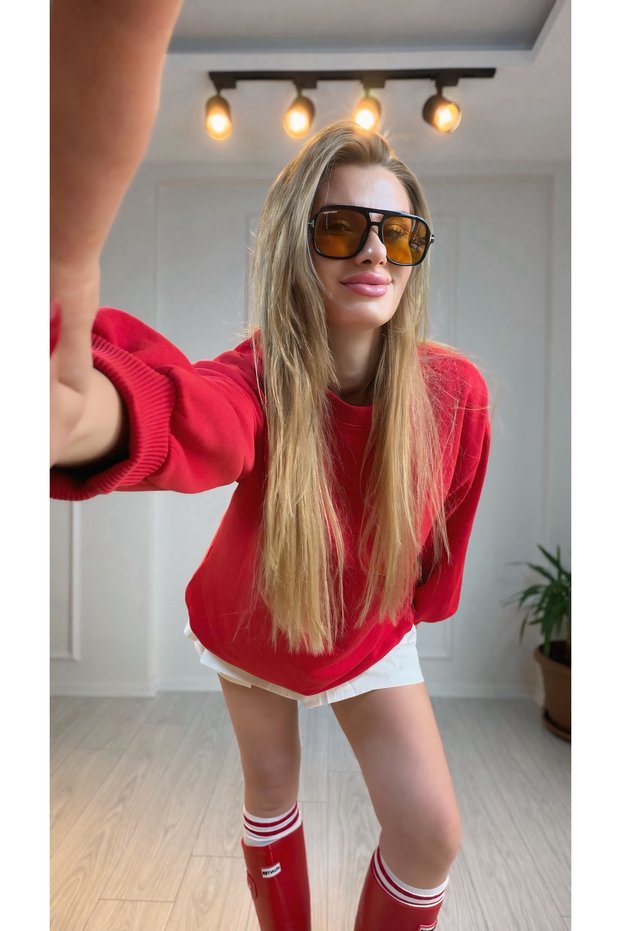 Removable Shirt Detail Crew Neck Sweatshirt